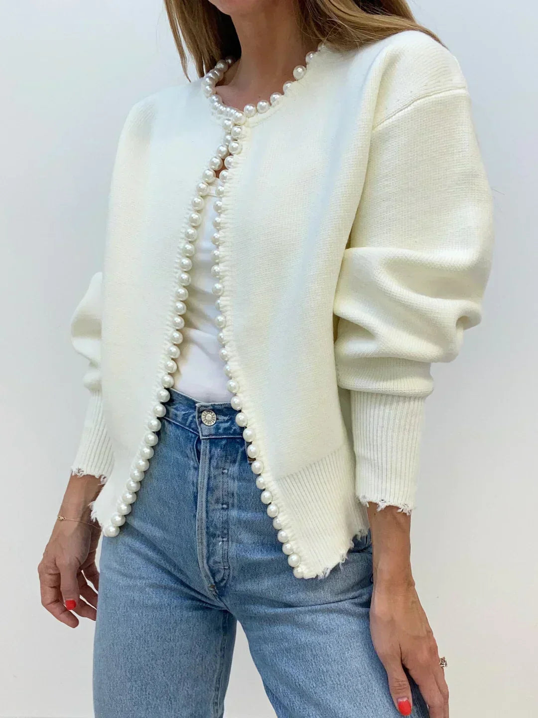 KALINA – Gebreide cardigan met pareldetails voor een elegante en verfijnde uitstraling