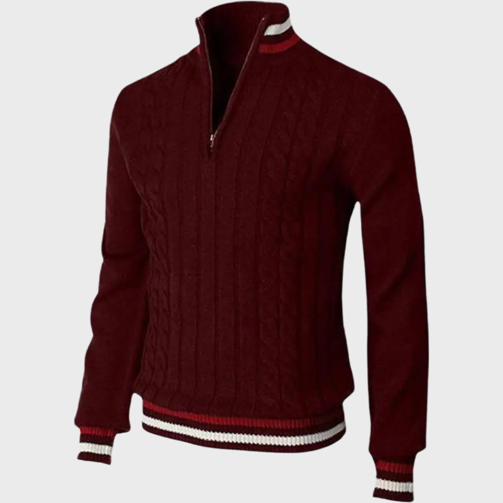 Berend - Stijlvolle Herensweater Met Halve Rits - River Mode