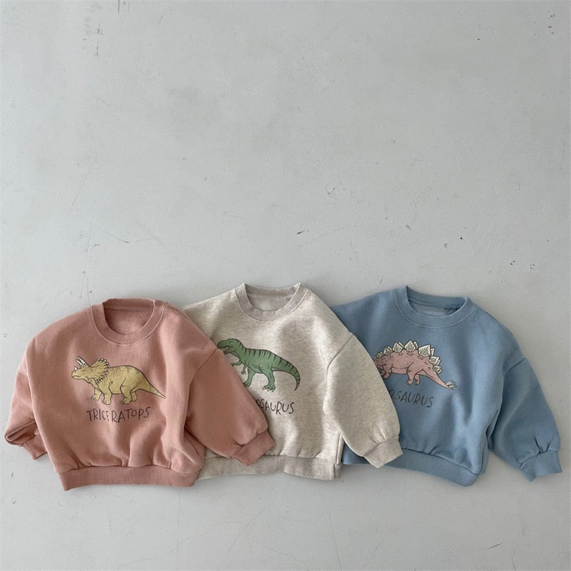 Finn – Warme fleece hoodie met dinosaurusontwerp voor kinderen - River Mode