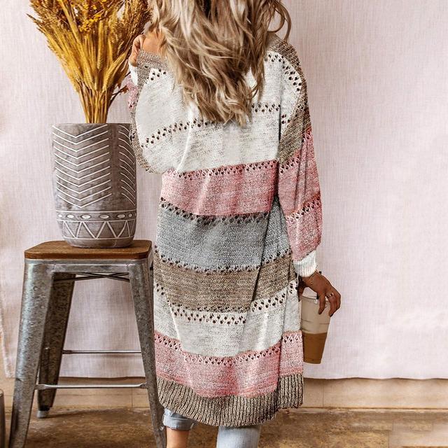 Mara - Boho damesvest met streeppatroon en lange pasvorm